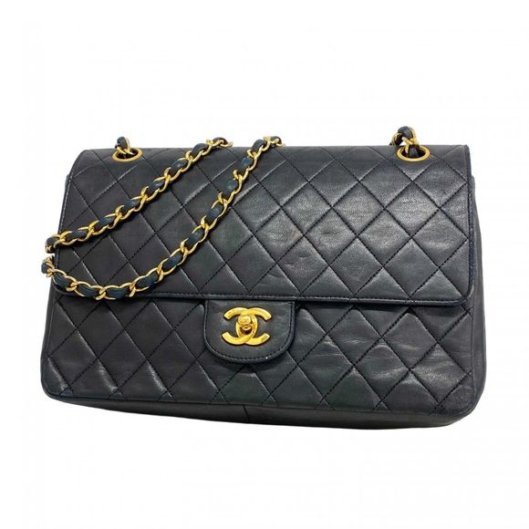 Chanel Matelasse Shoulder Bag Black Lambskin Gold Hardware  Women's - Picture 1 of 10